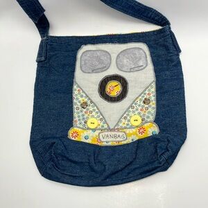 Purse VW Bug Van Theme vanagon camper gift‎ handmade denim Jean crossbody
